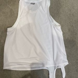 Lorna Jane cropped mesh white tie tank